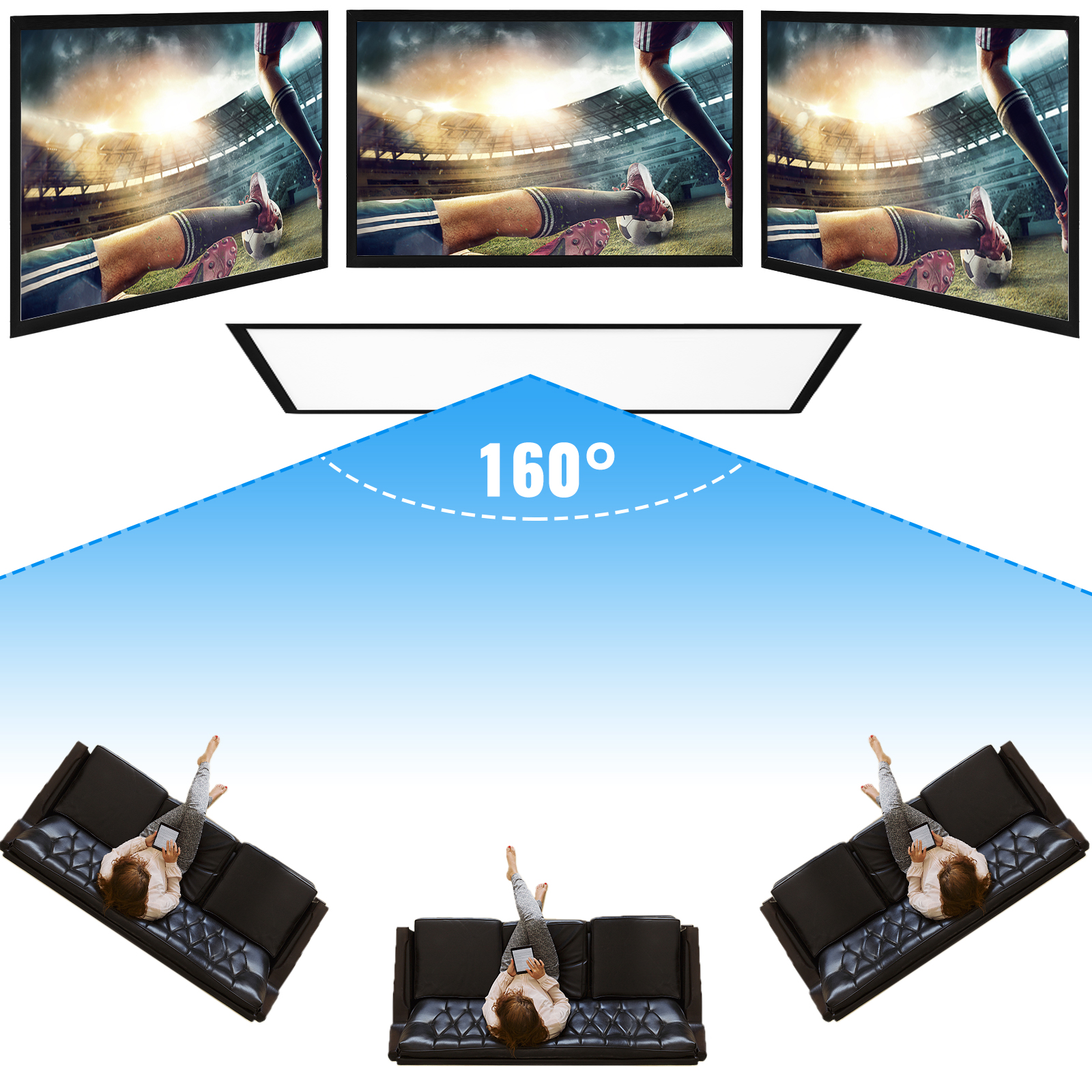Променевий екран VEVOR 233 x 136 см, розмір діагоналі проекційного екрану 254 см, стельове кріплення екрану з ПВХ, проекційний екран з роздільною здатністю екрану 16 : 9, для заходів на відкритому повітрі