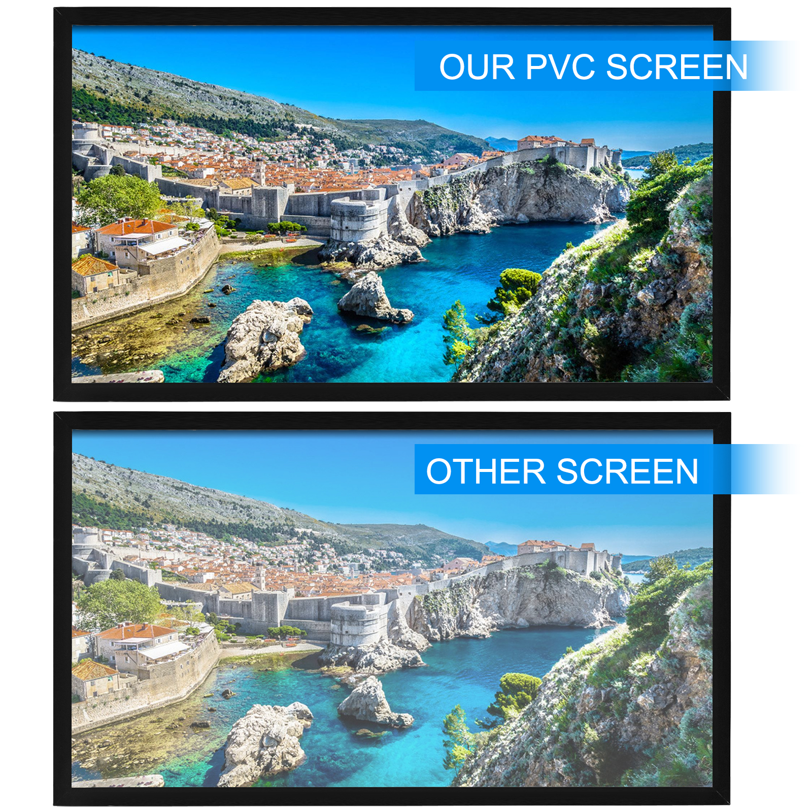 Променевий екран VEVOR 233 x 136 см, розмір діагоналі проекційного екрану 254 см, стельове кріплення екрану з ПВХ, проекційний екран з роздільною здатністю екрану 16 : 9, для заходів на відкритому повітрі