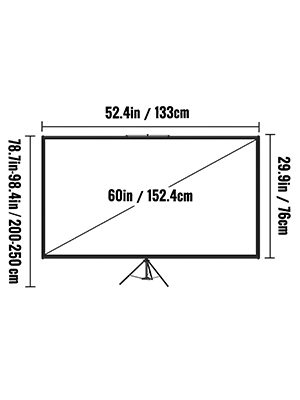 Проекційний екран VEVOR 16:9 штатив 4K HD проекційний екран рулонний екран проекційна поверхня 133x76см презентаційний екран висота регулюється від 200 до 250см ідеально підходить для домашнього кінотеатру конференцій весіль навчальних курсів