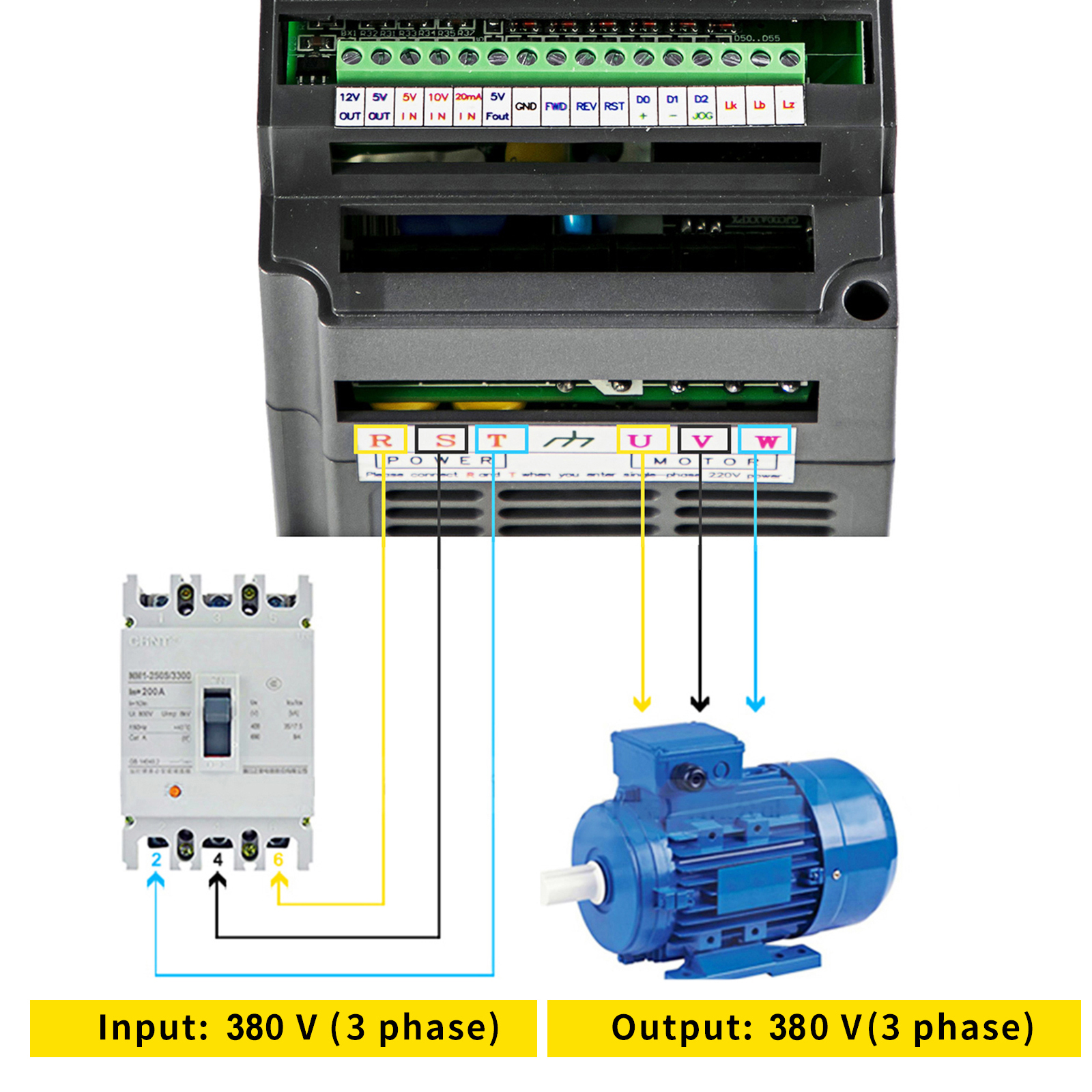 VEVOR Перетворювач Частотний інвертор 380V F Mini Vfd 3-фазний інвертор змінного струму для 3-фазних двигунів змінного струму з вологістю Spwm
