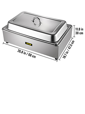 VEVOR Набір для протирання посуду Profi 400 Вт 68 x 47,5 x 30 см Контейнер для нагрівання з нержавіючої сталі Буфет