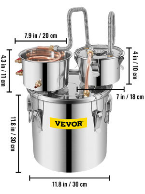 Дистилятор VEVOR дистилятор на 5 літрів дистилятор з нержавіючої сталі дистилятор з 2 конденсаційними бочками аксесуари дистилятор