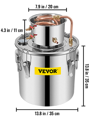 Спиртовий дистилятор VEVOR 30 л, спиртовий дистилятор з циркуляційним насосом, спиртовий дистилятор з мідною трубкою, дистилятор для віскі з вбудованим термометром, нержавіюча сталь