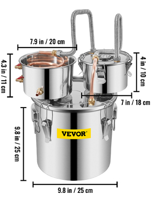 Дистилятор VEVOR дистилятор на 3 літри дистилятор з нержавіючої сталі дистилятор з 2 конденсаційними бочками аксесуари дистилятор