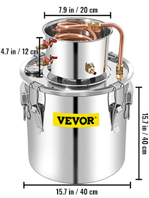 Самогонний апарат VEVOR Дистилятор, 50 л водно-спиртовий дистилятор для самогону Φ 40 х 40 см, розмір бочки для чайника, самогонний апарат з подвійним контролем температури, дистиляторний спирт.