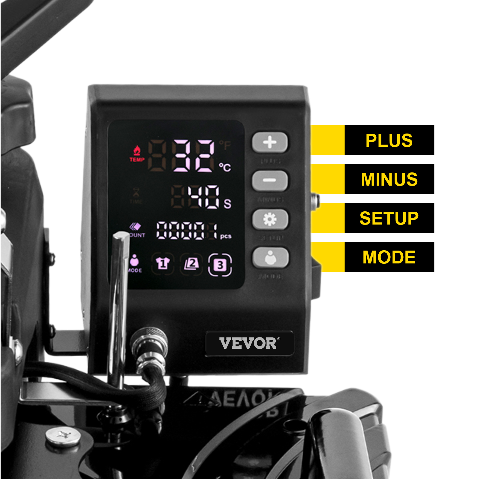 VEVOR 6 в 1 Термопрес-машина 38 x 29 см Термопрес-машина для футболок 1000 Вт Чорний з цифровим світлодіодним контролером температури і часу