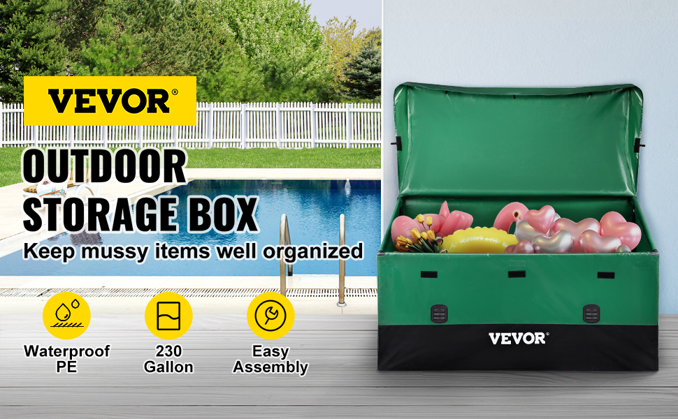 VEVOR 1013L Ящик для зберігання на відкритому повітрі 147 x 86 x 108 см Водонепроникний брезентовий брезентовий садовий контейнер для зберігання подушок
