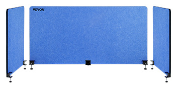 VEVOR Перегородка для робочого столу з поліефірного волокна Акустичний екран конфіденційності для робочого столу товщиною 20 мм Перегородка для робочого столу темно-синього кольору Підходить для перегородки стільниці 10-35 мм Ідеально підходить для офісу, бібліотеки, класу
