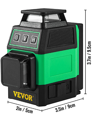 Ротаційний лазерний нівелір VEVOR 2х360° з зеленою поперечною лінією лазерний рівень 3°±1° поперечна лінія лазерний 8 годин роботи лазерний рівень