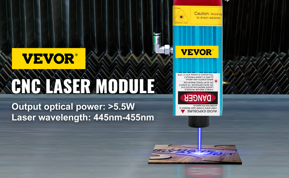Лазерний модуль з ЧПУ VEVOR 5.5 Вт Лазерна головка з ЧПУ Лазерний модуль гравіювання з окулярами, що спалюється, регульована лазерна головка для лазерного гравіювання для лазерної гравірувальної машини
