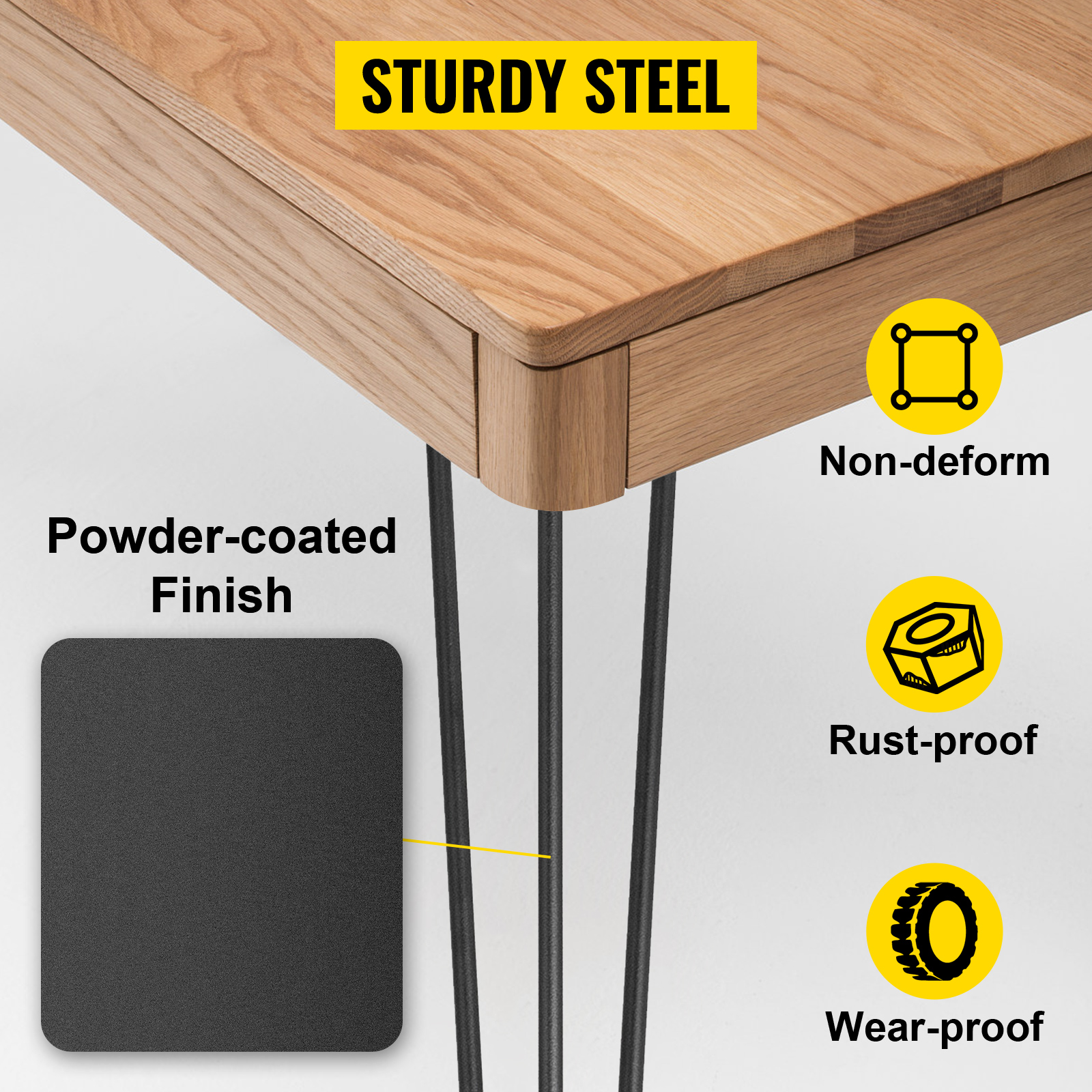 Ніжки для столу VEVOR металеві ніжки для столу регульовані 24 дюйма 61 см змінні diy ніжки для столу металеві чорні 4 штуки з 4 гумовими підлоговими шпильками