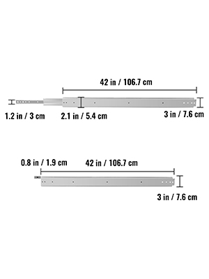 Напрямні для шухляд VEVOR Напрямні для шухляд Розсувні напрямні для шухляд 225 кг Вантажопідйомність Система напрямних для шухляд 106,68-213,36 см