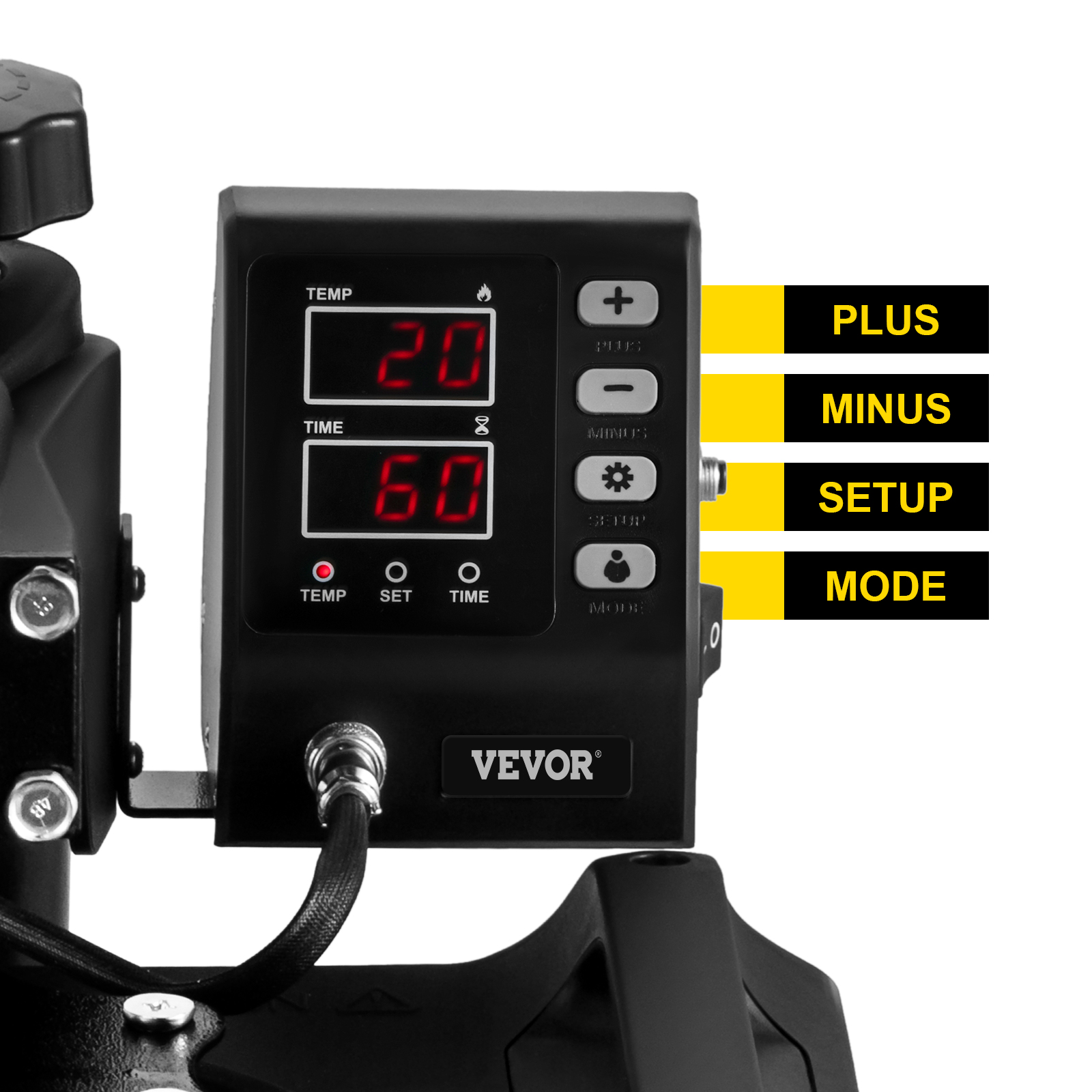 VEVOR 6 в 1 термопрес 1000 Вт 29 x 38 см термопрес машина 0-210 °C DIY прес для футболок з цифровим світлодіодним контролем температури і часу