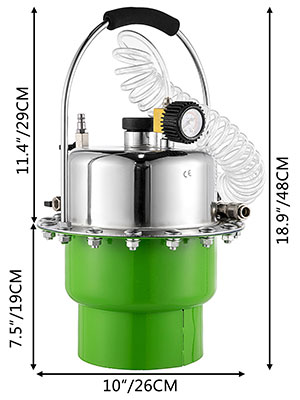 Пневматичний гальмівний бачок для видалення повітря Пневматичний гальмівний бачок для видалення повітря 5 л зелений для професійної майстерні, одноосібної роботи і т.д.