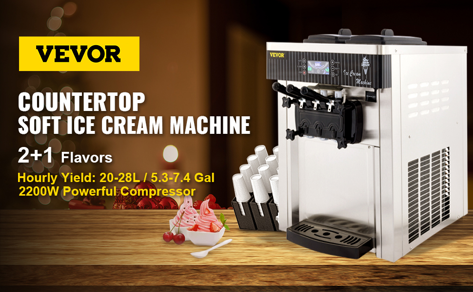 Морожениця VEVOR Морожениця для білого морозива 2200 Вт, 2 x 6 л Настільна машина Морожениця 220 В Морожениця з яєчним гелем Лоток для яєць з нержавіючої сталі Машина для виготовлення морозива