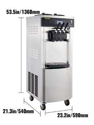 Морозильна машина VEVOR Стояча комерційна машина для м'якого морозива Морозильна машина 220В з нержавіючої сталі з яєчним гелем