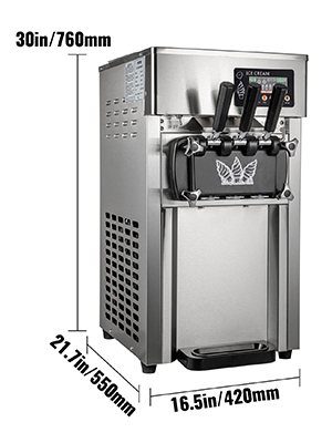 VEVOR Машина для виготовлення морозива Настільна комерційна машина для м'якого морозива Gastro 16-18 л/год 50 Гц Машина для виготовлення морозива Машина для виготовлення морозива 220В Машина з нержавіючої сталі