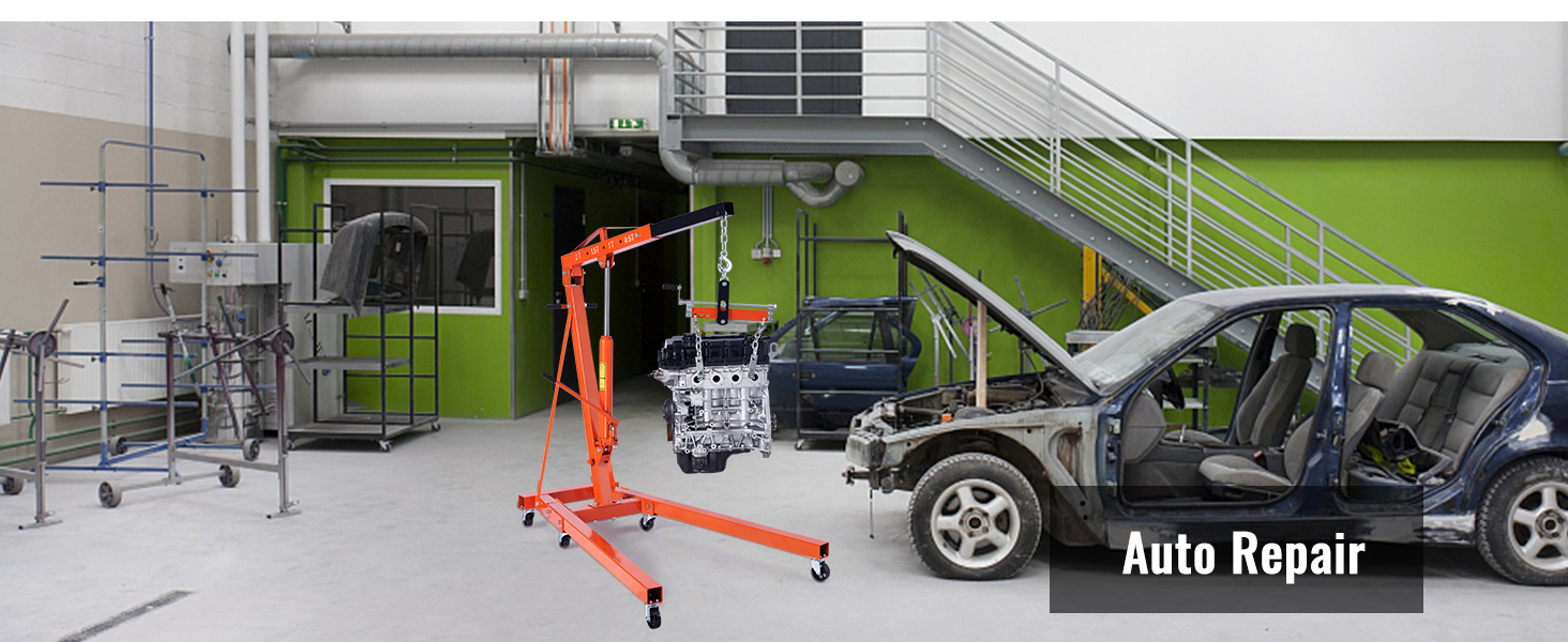 EVOR Motor Jack Motor Crane 2t, кран для мастерской + нивелир для Motor Jack 680 кг, складной держатель мотора сверхмощный стальной кран, кран для мастерской Gear Jack Lifting Crane Loading Crane Orange + Black