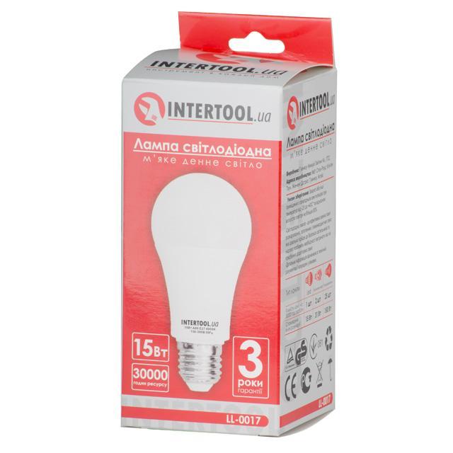 Светодиодная лампа LED 15Вт, E27, 220В, INTERTOOL LL-0017