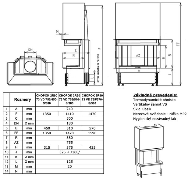 Розміри Kobok CHOPOK 2R90 73 VD 755/450-S/380