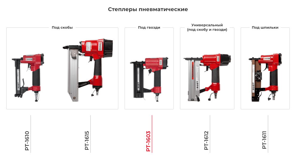 Лінійка пневматичних степлерів