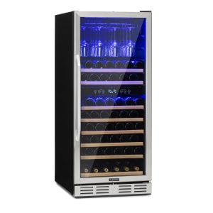 Винний холодильник великої ємності Vinovilla 116D 313л, 116 пляшок. Скляна двері рама з нержавіючої сталі LED чорний