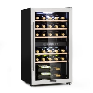 Винний холодильник Vinamour 29D, 2 зони, 80 літрів / 29 пляшок, 5-22 ° C, сенсорна панорамна дверцята