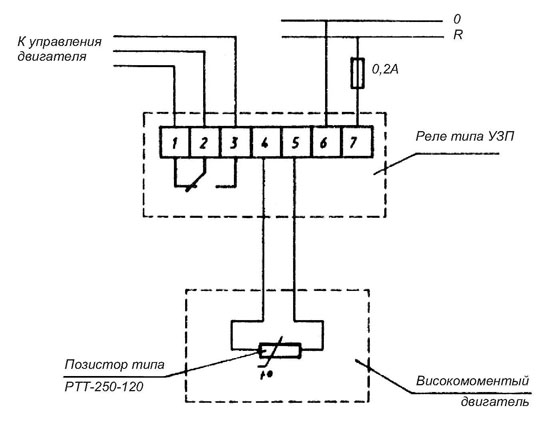 Схема подключения электродвигателя к станку через реле УЗП