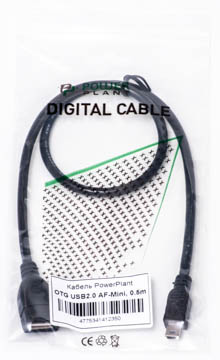 Кабель PowerPlant OTG USB 2.0 AF - Mini, 0.5м - фото KD00AS1235_2.jpg