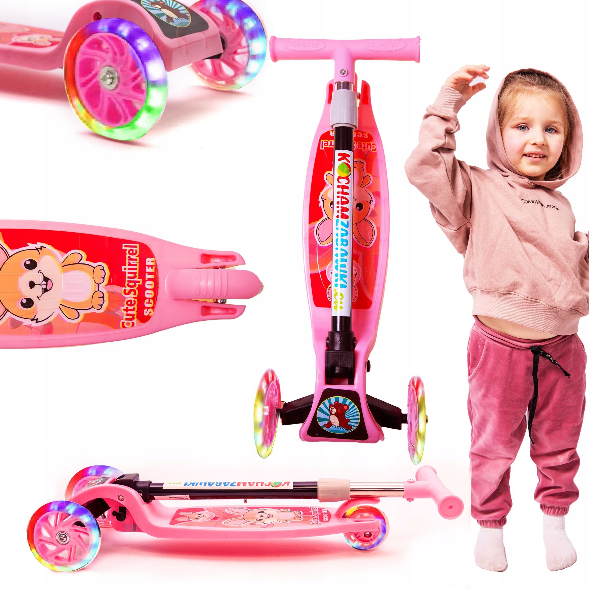 Самокат триколісний I Love Toys AS2LED Pink