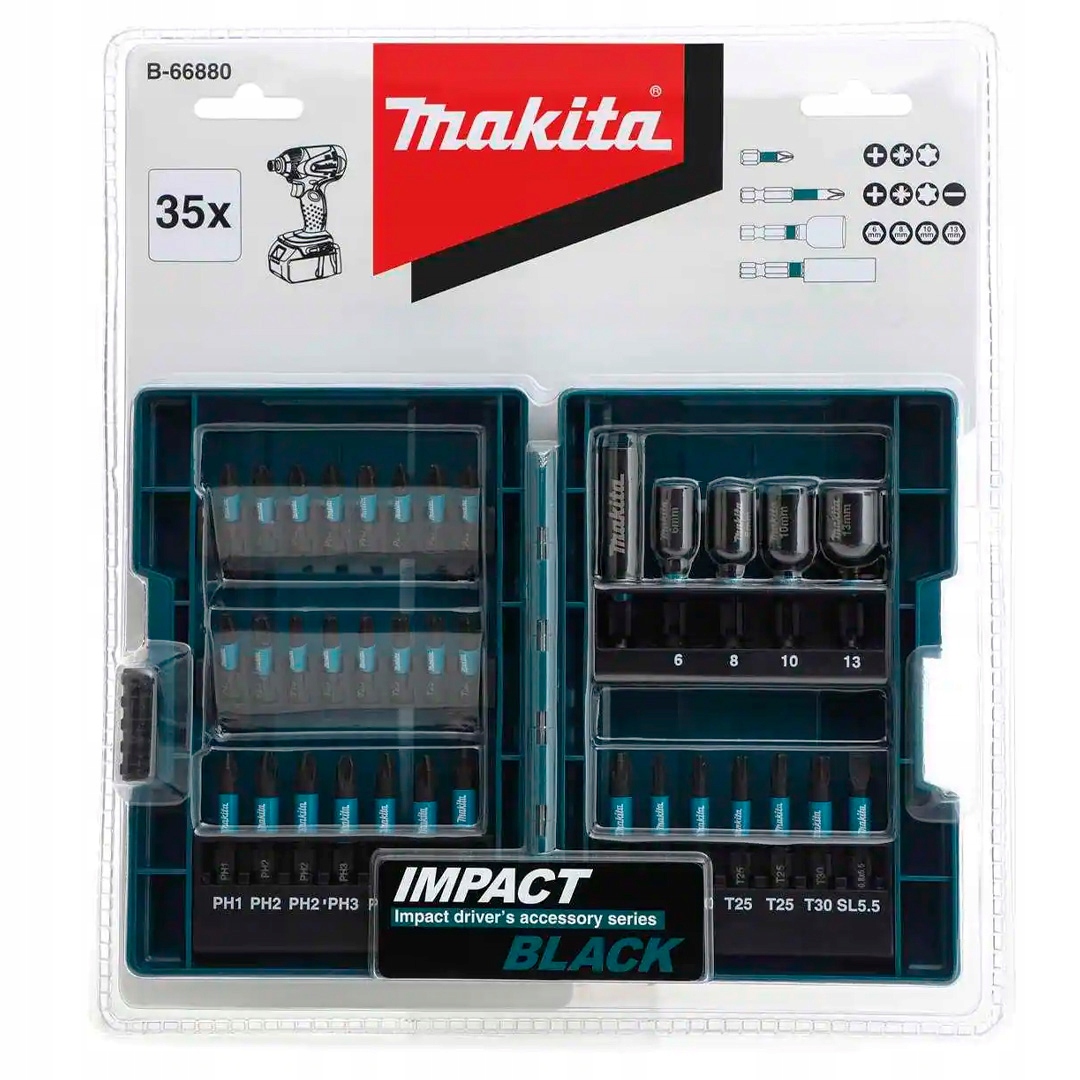 Набір ударних біт Impact Black Makita B-66880 Набір компонентів біт торцеві ключі тримачі біт