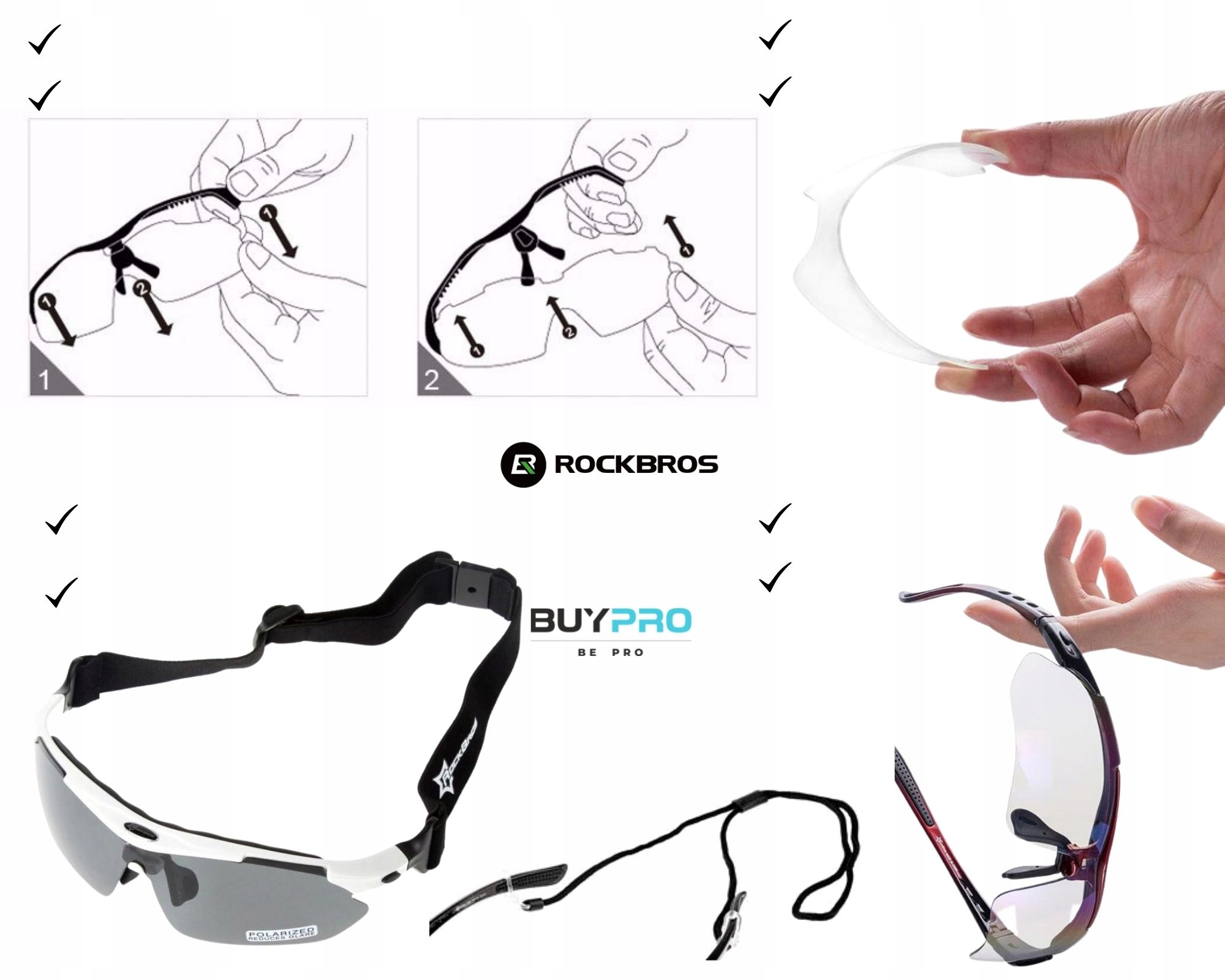 СПОРТИВНІ окуляри для велолінз з POLARAYZATION для бігу та риболовлі ROCKBROS Вага виробу в індивідуальній упаковці 0,3 кг