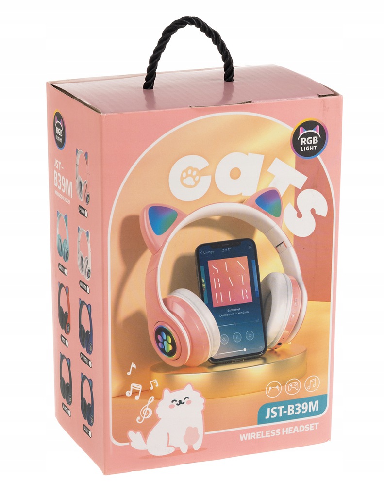 Наушники для детей Bluetooth LED RGB Кошачьи уши Микрофон да