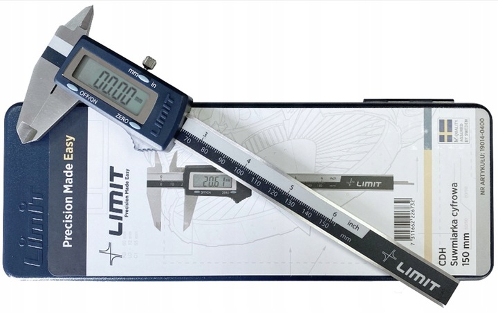 DIGITAL CALIPER LIMIT 150MM ELECTRONIC LCD Вага виробу з індивідуальною упаковкою 0,3 кг