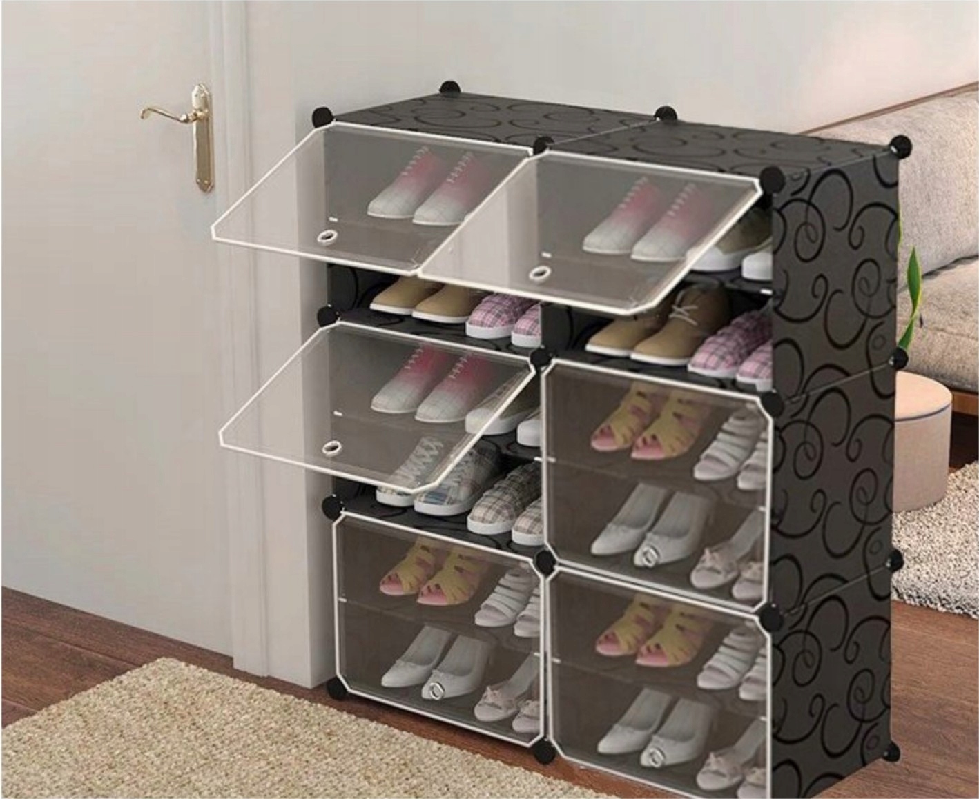 Модульна шафа, вішалка для взуття та рушників у ванну, 12 рівнів, глибина меблів: 31 см.