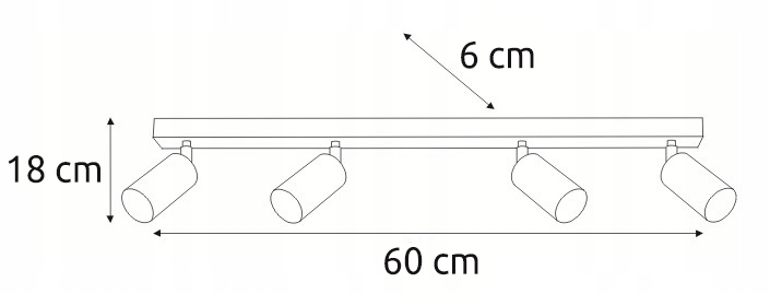 Стельовий світильник спот-рейка галогенний світильник 4x GU10 Тип Spot