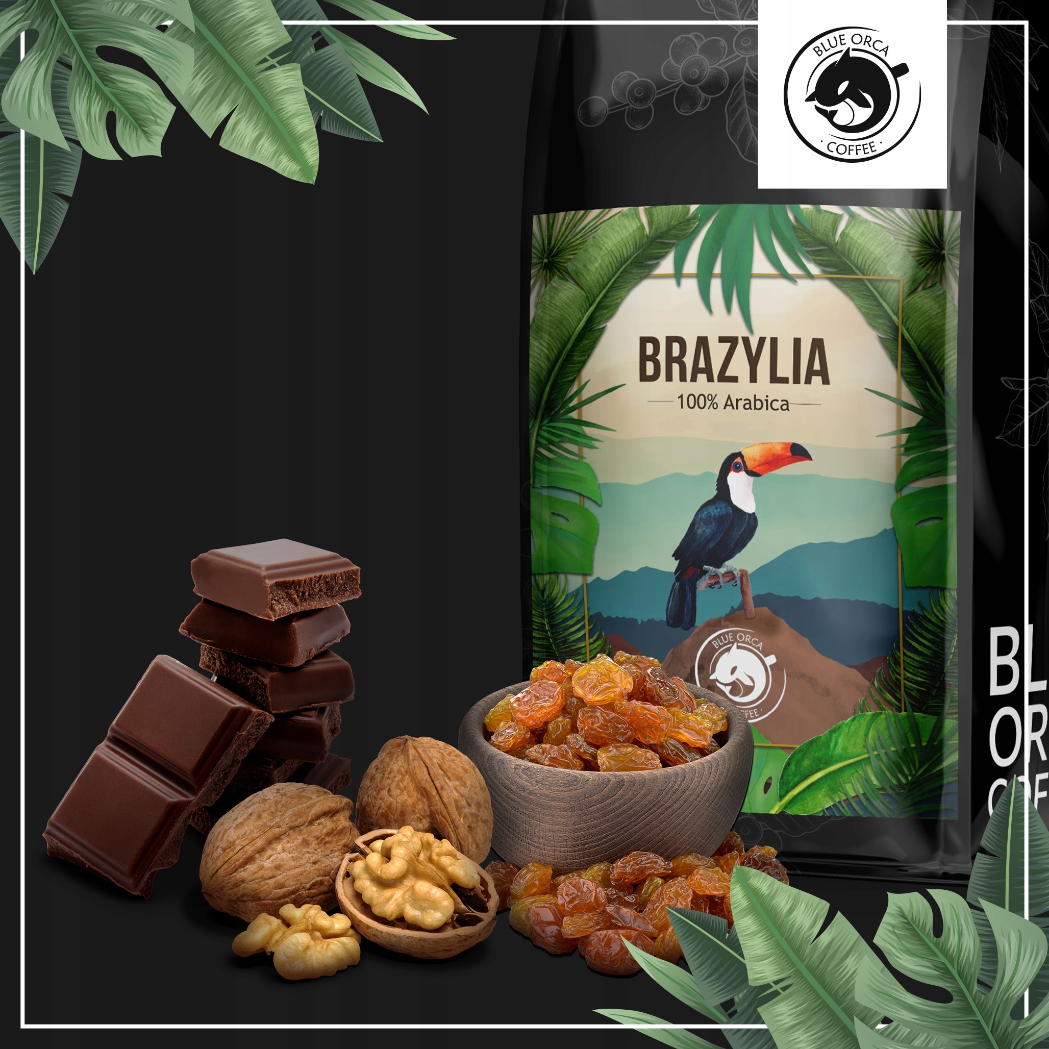 Кава БРАЗИЛІЯ 2 кг СВІЖООБсмажена 100% АРАБІКА Бренд Blue Orca Coffee