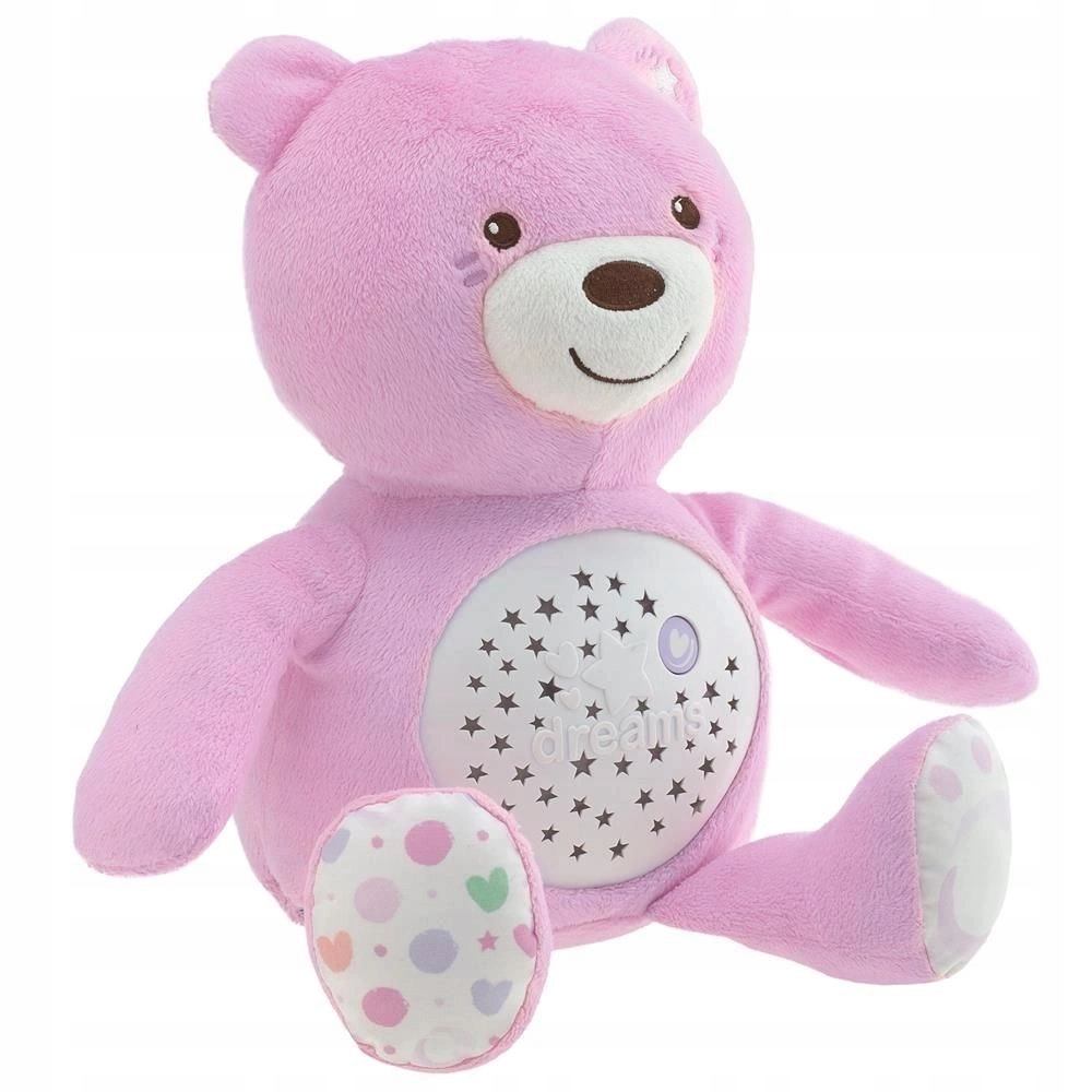 Плюшевий ведмедик Chicco з проектором 0 м+ нічник рожевий Довжина/висота 36,5 см