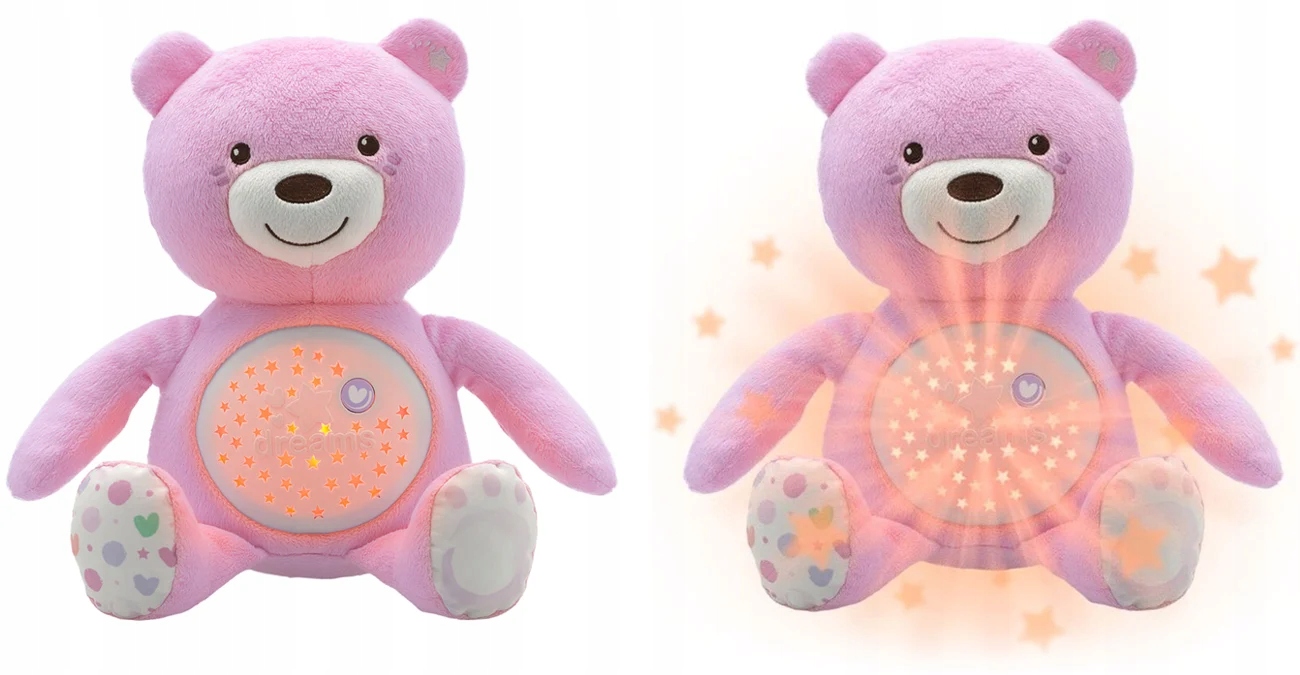 Плюшевий ведмедик Chicco з проектором 0m+ нічник рожевий Hero missing